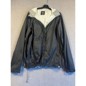 REI Co-op Rainier Rain Jacket Mens Large Tall Black Waterproof Hooded Shell L T